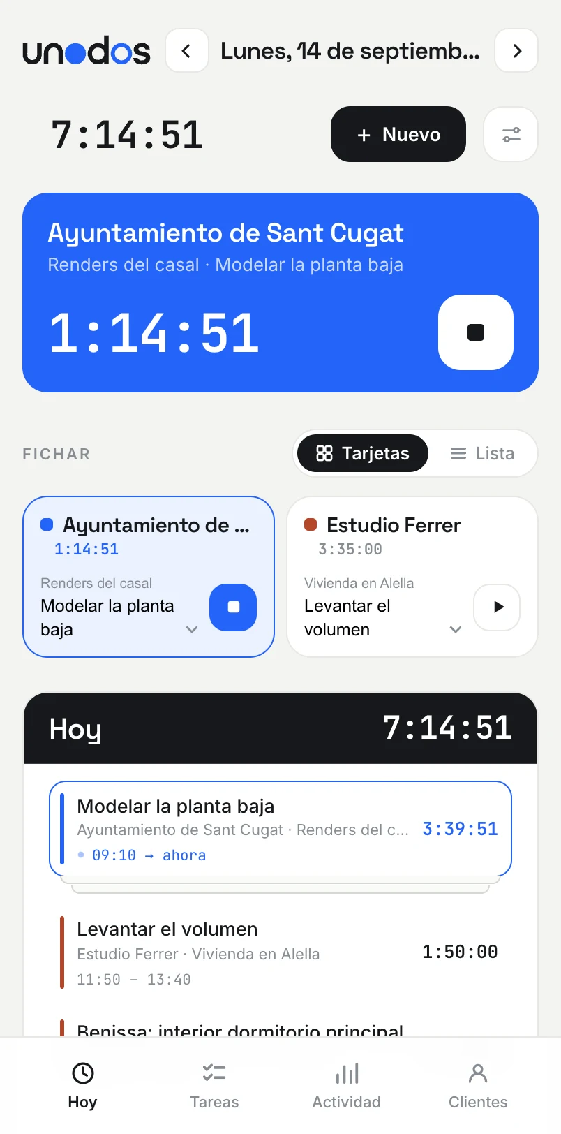 unodos en el iPhone, con el mismo crono en marcha